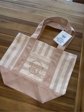 Light Nude Sand Trader Joe’s Striped Canvas Tote Bag